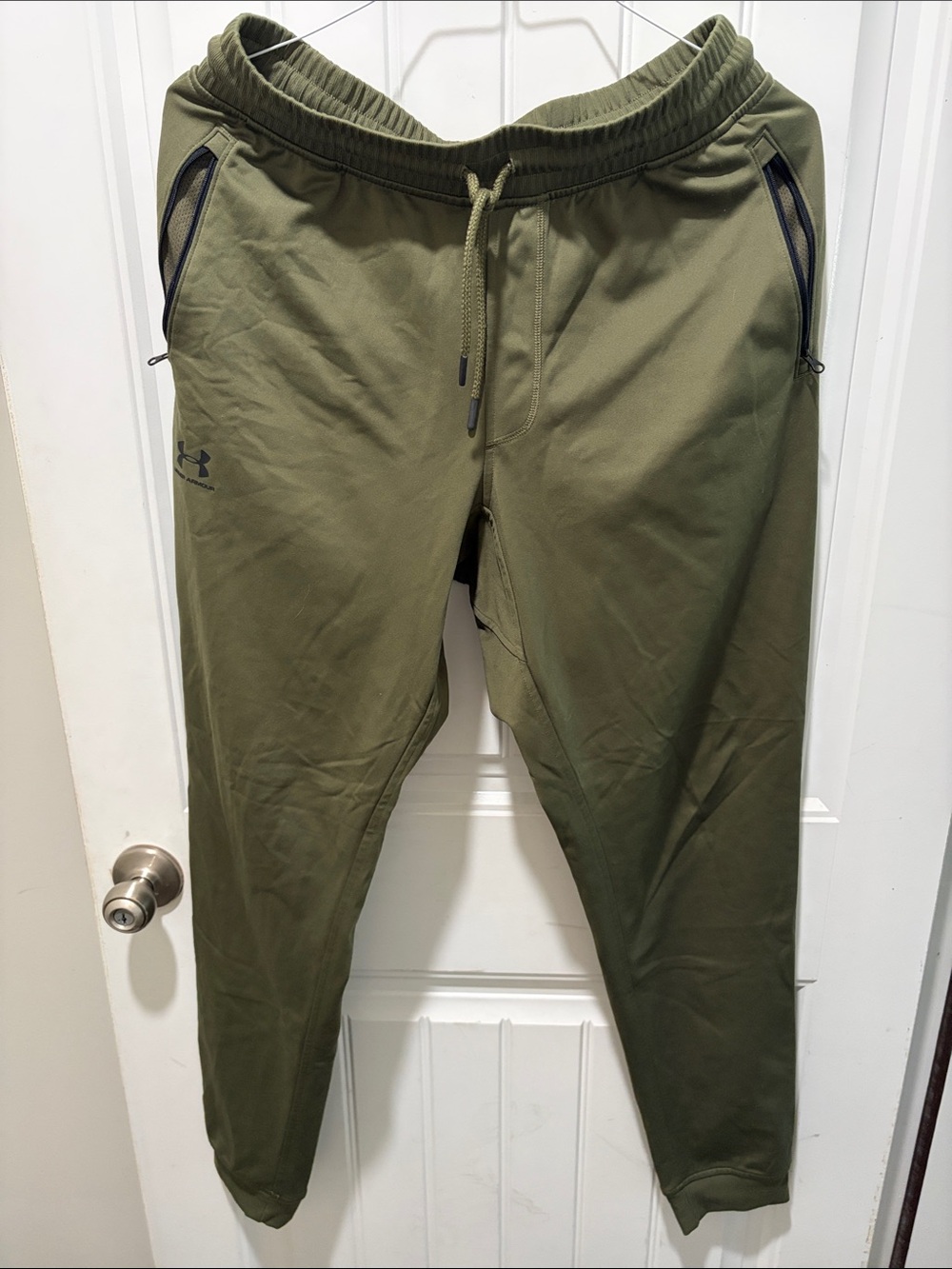 Under Armour Olive Green Athletic Joggers with Zip Pockets